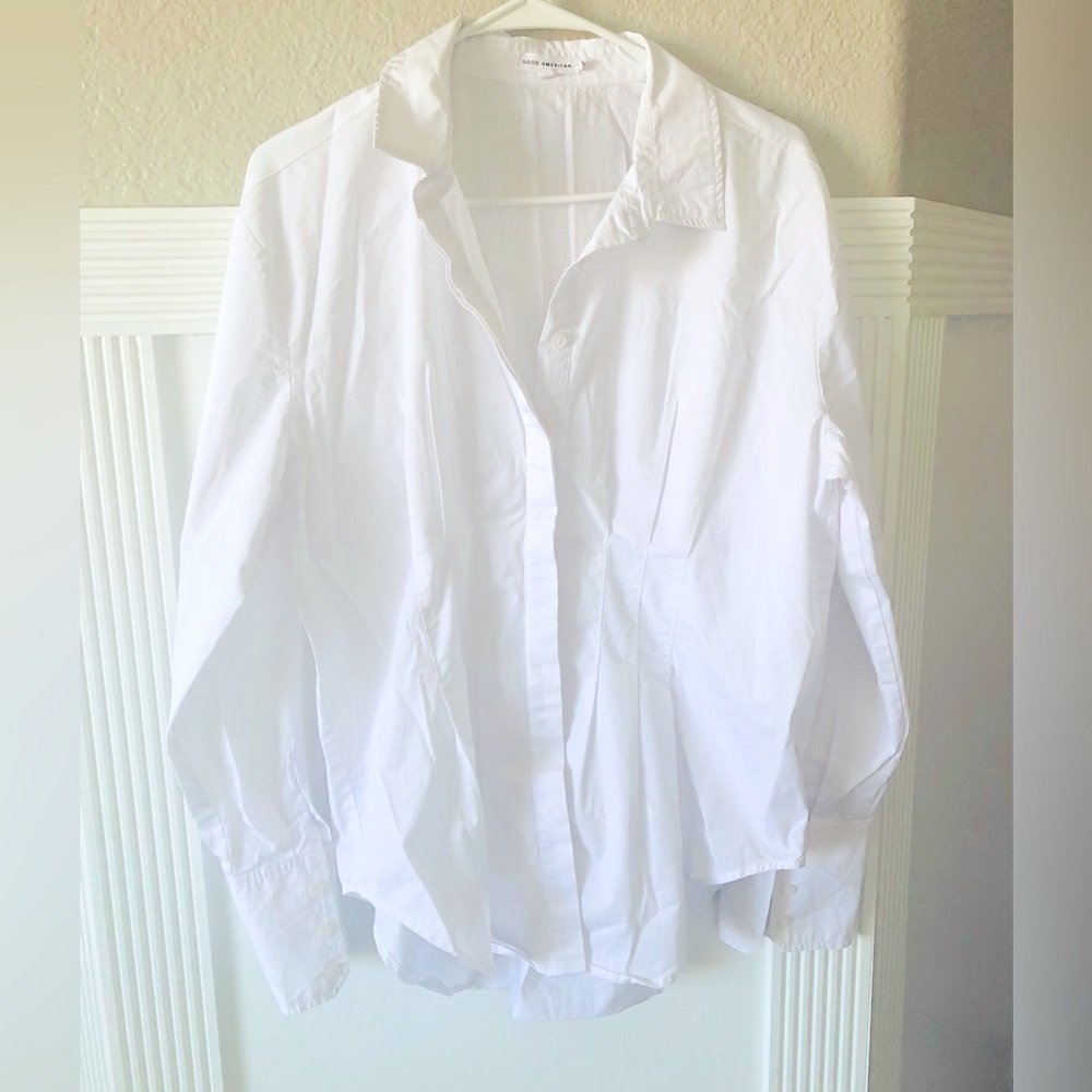 Good American poplin shirt white 🤍🤍🤍